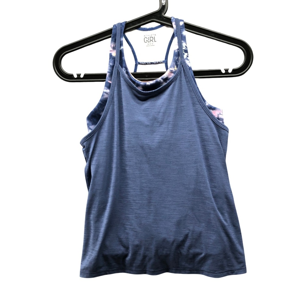 Athleta Girl M (8-10) Perfect Pair Tank Top‎ Blue 2 in 1 Active Layered